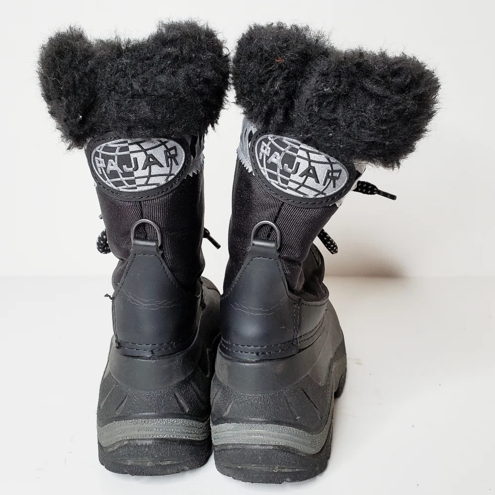 Pajar Black Faux Fur Kids Lace Up Boots Size 11